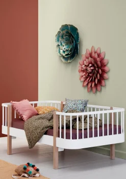 Bettsofa 'Wood' weiß / Eiche 160 x 90 cm Kinder Kinderstühle & Kindertische|Babybetten & Kinderbetten