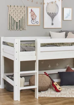 Outlet ECO Luxury' Halbhochbett weiß 200 x 90 cm Kinder Babybetten & Kinderbetten|Babybetten