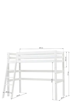 Discount ECO Luxury' Hochbett weiß 200 x 90 cm Kinder Hochbetten & Etagenbetten|Babybetten & Kinderbetten