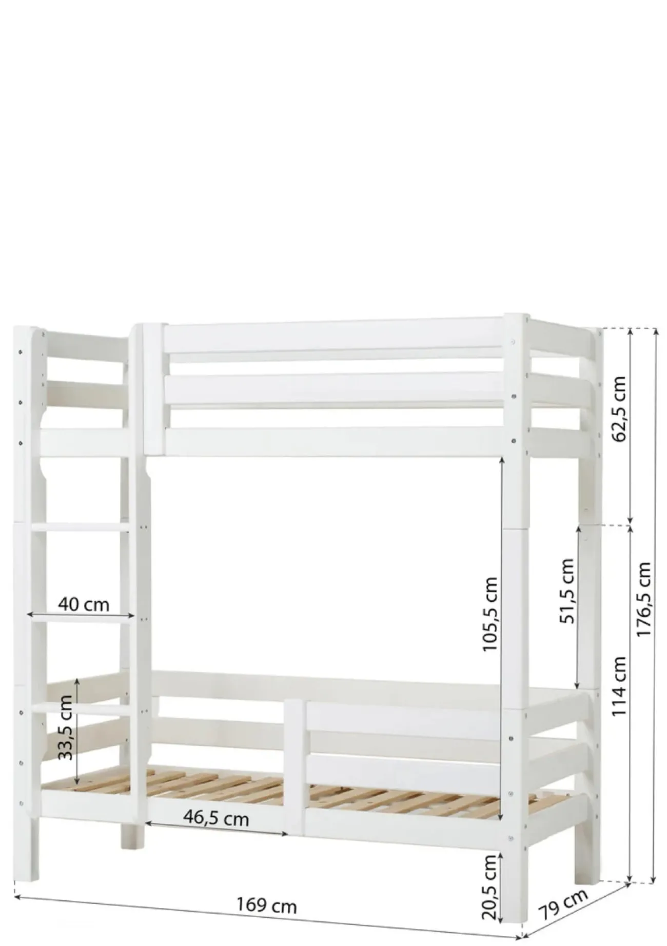 Clearance ECO Luxury' Hohes Etagenbett weiß 160 x 70 cm Kinder Hochbetten & Etagenbetten|Babybetten & Kinderbetten