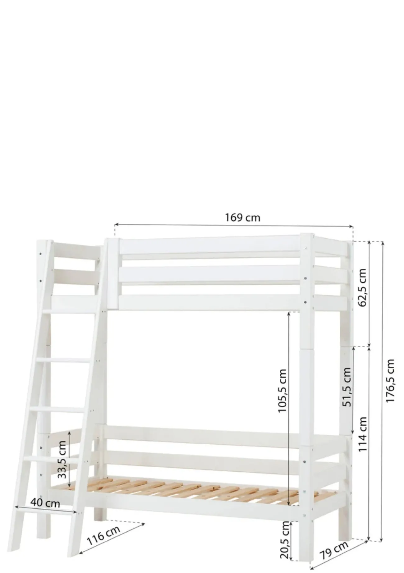 Clearance ECO Luxury' Hohes Etagenbett weiß 160 x 70 cm Kinder Hochbetten & Etagenbetten|Babybetten & Kinderbetten