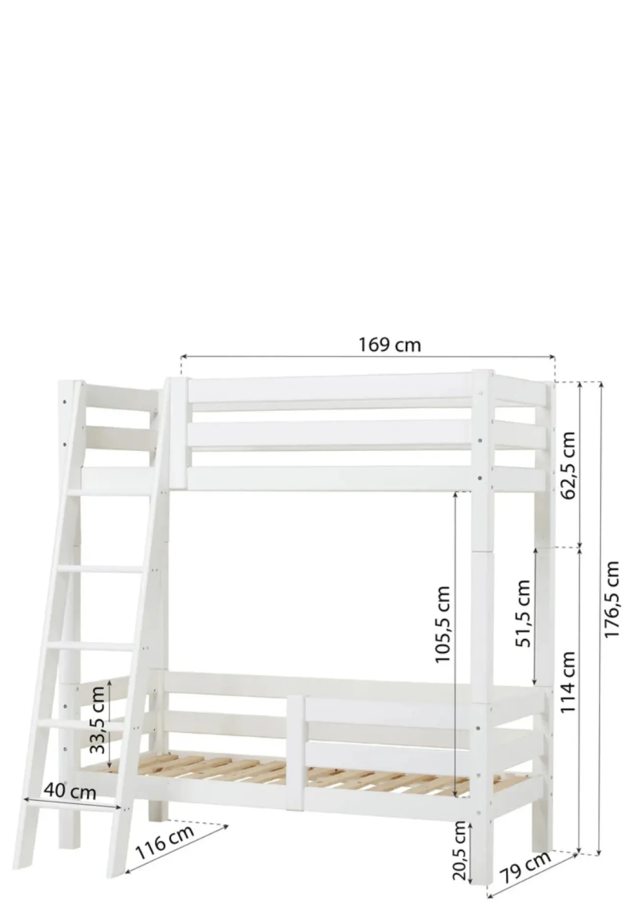 Clearance ECO Luxury' Hohes Etagenbett weiß 160 x 70 cm Kinder Hochbetten & Etagenbetten|Babybetten & Kinderbetten