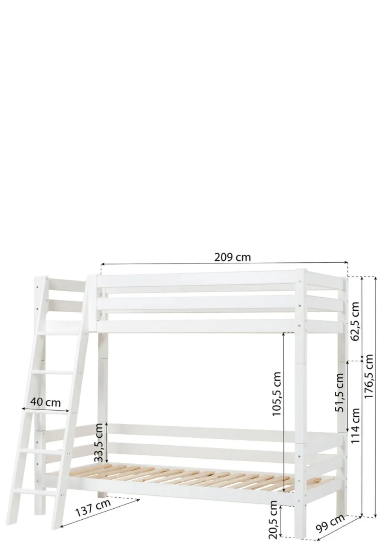 Sale ECO Luxury' Hohes Etagenbett weiß 200 x 90 cm Kinder Hochbetten & Etagenbetten|Babybetten & Kinderbetten