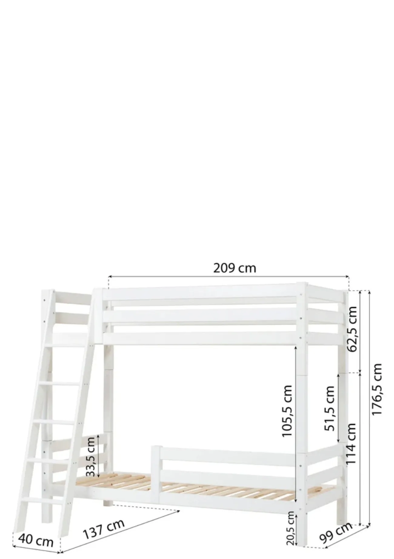 Sale ECO Luxury' Hohes Etagenbett weiß 200 x 90 cm Kinder Hochbetten & Etagenbetten|Babybetten & Kinderbetten