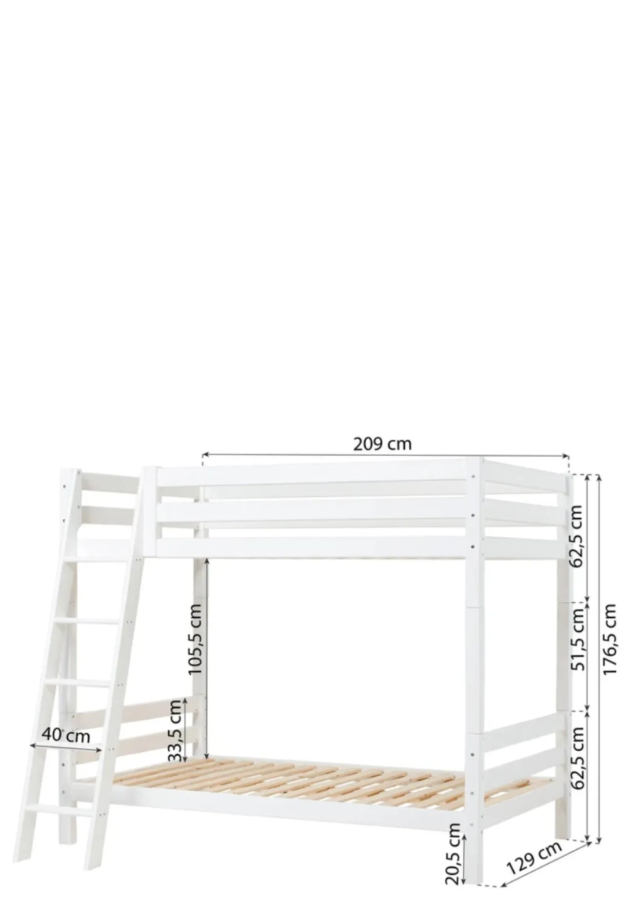 Outlet ECO Luxury' Hohes Etagenbett weiß 200 x 120 cm Kinder Hochbetten & Etagenbetten|Babybetten & Kinderbetten