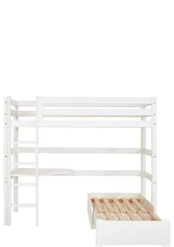 Clearance ECO Luxury' MEGA-Bett mit Schreibtisch & Lounge-Modul weiß 200 x 90 cm Kinder Hochbetten & Etagenbetten|Babybetten & Kinderbetten