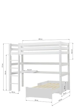 Clearance ECO Luxury' MEGA-Bett mit Schreibtisch & Lounge-Modul weiß 200 x 90 cm Kinder Hochbetten & Etagenbetten|Babybetten & Kinderbetten