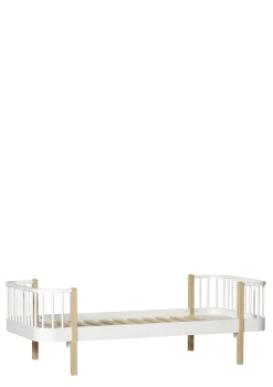 Discount Einzelbett 'Wood Original' weiß / Eiche 200 x 90 cm Kinder Babybetten & Kinderbetten|Babybetten