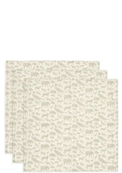 New 3er-Set Mulltücher 'Animals' Olive Green 70 x 70 cm Mulltücher|Mulltücher