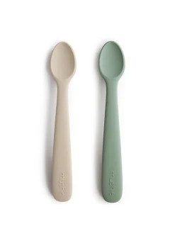 Hot 2er-Set Silikon BabylöffelCambridge Blue & Shifting Sand Kinder Kindergeschirr & Besteck