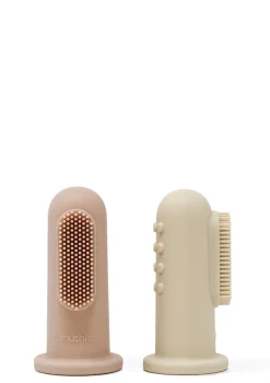 2er-Set Silikon Finger Zahnbürste Blush/Shifting Sand Zahnungshilfen|Beruhigung
