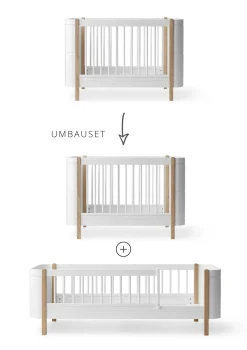 Sale Geschwisterset für 'Wood Mini+' Babybett inkl. Junior-Erweiterung zu zwei Betten / Eiche Kinder Babybetten & Kinderbetten|Babybetten