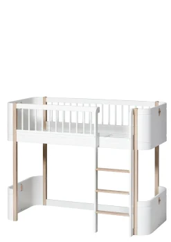 halbhohes Hochbett 'Wood Mini+' weiß / Eiche 162 x 68 cm Kinder Hochbetten & Etagenbetten|Babybetten & Kinderbetten