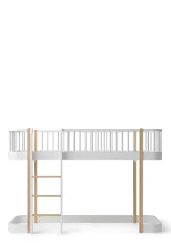 Outlet halbhohes Hochbett 'Wood Original' weiß / Eiche 200 x 90 cm Kinder Hochbetten & Etagenbetten|Babybetten & Kinderbetten