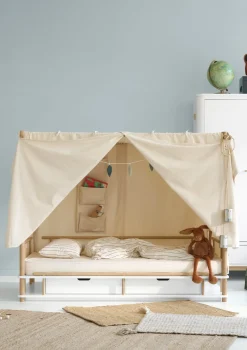 Online Himmelbett 'Camp' Weiß / Eiche 180 x 90 cm Kinder Babybetten & Kinderbetten|Babybetten