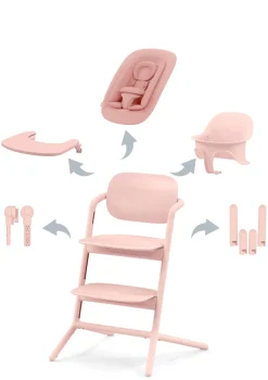 Outlet Hochstuhl 'Lemo' 4-in-1 Set Pearl Pink / Light Pink Kinder Kinderstühle & Kindertische|Hochstühle
