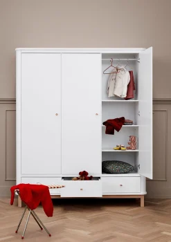 Kleiderschrank 'Wood' 3-türig weiss / Eiche Kinder Jugendzimmer|Jugendzimmer