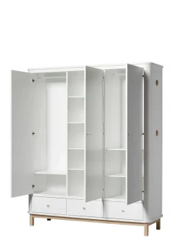 Kleiderschrank 'Wood' 3-türig weiss / Eiche Kinder Jugendzimmer|Jugendzimmer