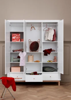 Kleiderschrank 'Wood' 3-türig weiss / Eiche Kinder Jugendzimmer|Jugendzimmer
