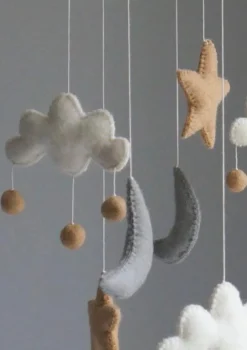 Outlet Mobile 'Cloud/Moon/Stars' Beige/Grey Kinder Spieluhren & Mobiles|Spieluhren & Mobiles