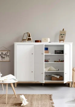 Outlet Multi-Schrank 'Wood' 3-türig weiss / Eiche Kinder Living|Kleiderschränke & Regale