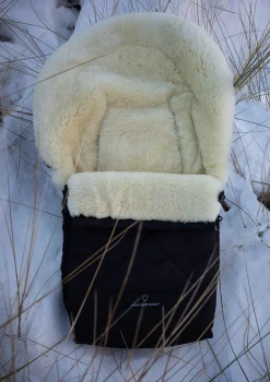 New Premium Lammfell-Fußsack für Babywanne & Kinderautositz midnight black Kinder Zubehör Kindersitz|Fußsäcke