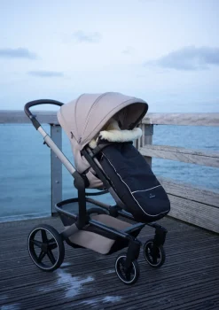 New Premium Lammfell-Fußsack midnight black Kinder Fußsäcke