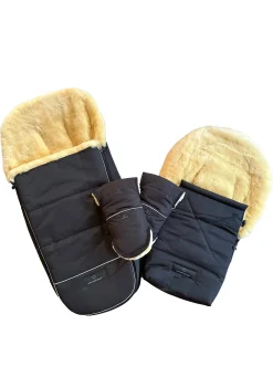 New Premium Lammfell-Fußsack midnight black Kinder Fußsäcke