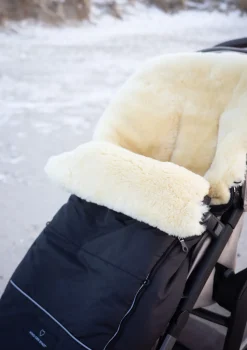 New Premium Lammfell-Fußsack midnight black Kinder Fußsäcke