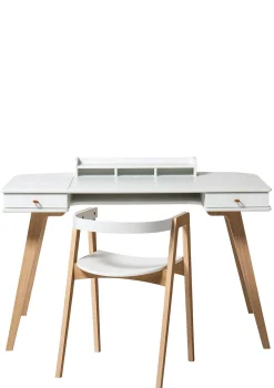 Clearance Schreibtisch 66 cm & Armlehnstuhl 'Wood' Weiß/Eiche Kinder Jugendzimmer|Jugendzimmer