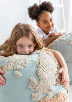 Sale Sitzpouf 'World Map' Natural / Blue Kinder Kinderstühle & Kindertische