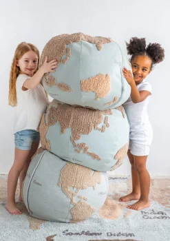 Sale Sitzpouf 'World Map' Natural / Blue Kinder Kinderstühle & Kindertische