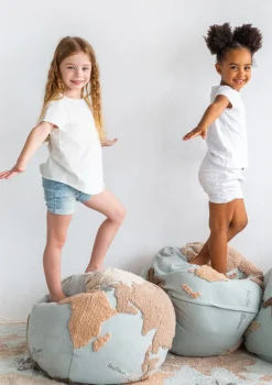 Sale Sitzpouf 'World Map' Natural / Blue Kinder Kinderstühle & Kindertische
