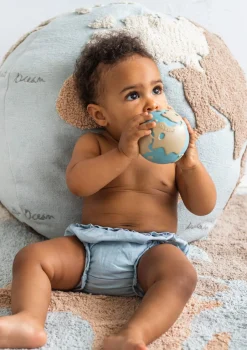 Sale Sitzpouf 'World Map' Natural / Blue Kinder Kinderstühle & Kindertische