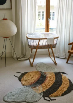Clearance Teppich mit Tiermotiv 'Bee' Honey / Black / Natural waschbar 150 x 115 cm Kinder Spielmatten & Spieldecken