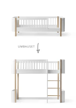Discount Umbauset für 'Wood Mini+' Juniorbett zum halbhohen Hochbett Weiß / Eiche Kinder Hochbetten & Etagenbetten|Babybetten & Kinderbetten