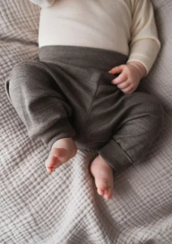 Wolle/Seide Baby-Hose hellgrau melange Unterteile