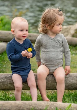 Discount Wolle/Seide Wickelbody Langarm Bodys & Strampler