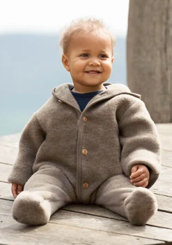 New Wollfleece Overall mit Kapuze walnuss melange Overalls